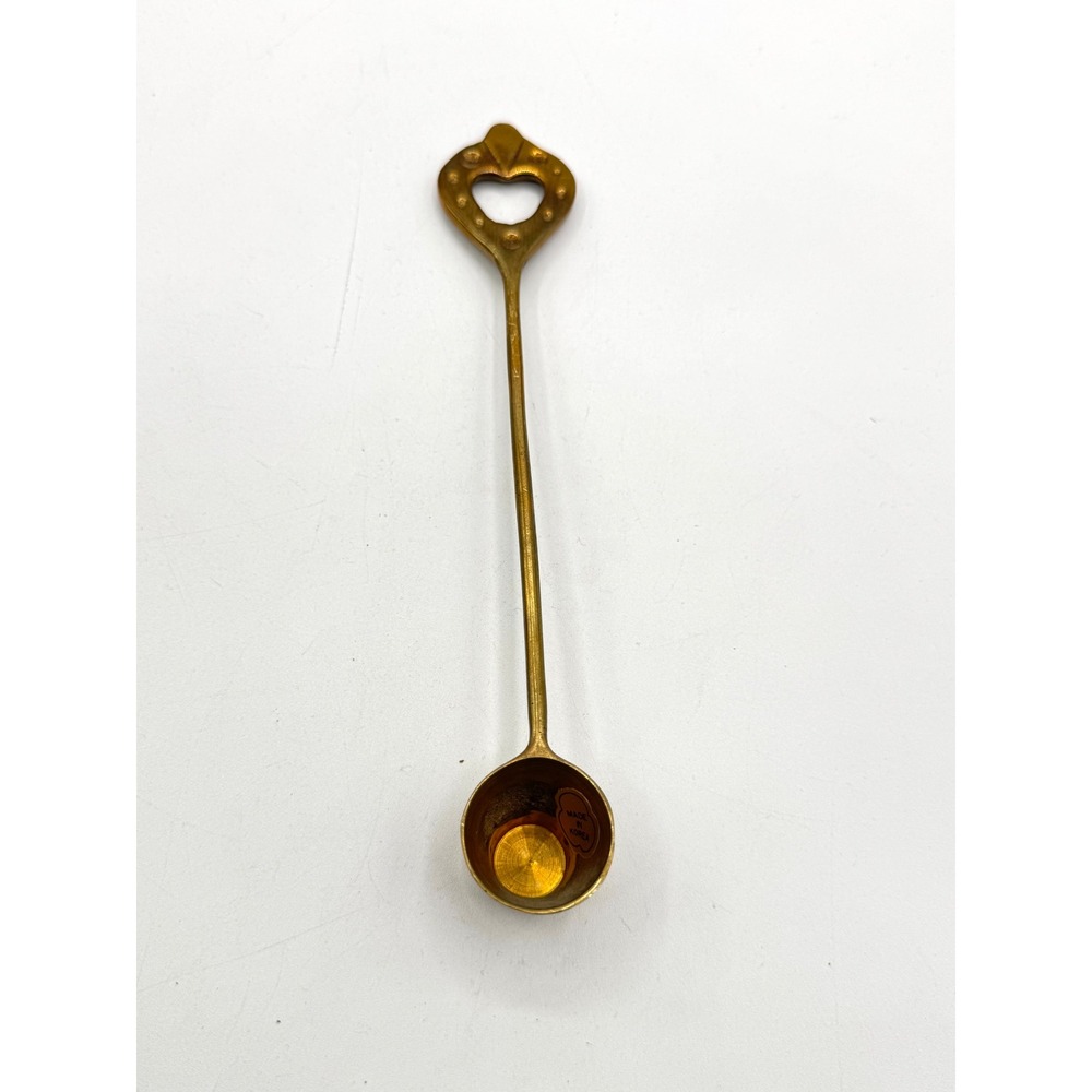 Vintage Solid Brass Heart Handle Measuring Spoon Long Coffee Scoop Made in Korea